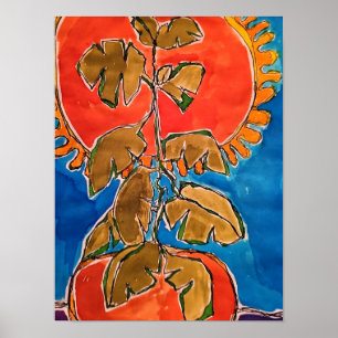 Art print of a surrealistic tomato plant