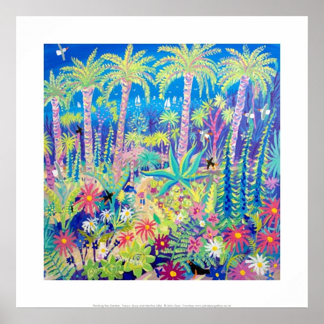 Art Print: Painting the Garden,Tresco Abbey Garden Poster (Front)