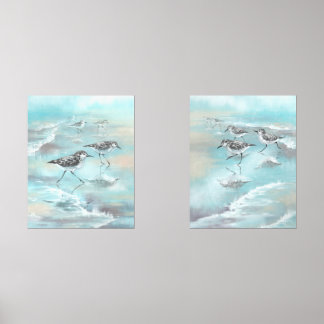 Art print set of two sandpiper bird paintings