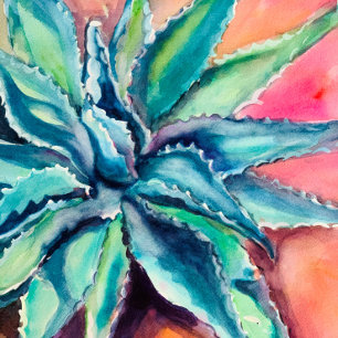 Art Print- Texas Agave Poster Glass Coaster