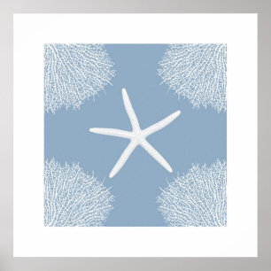Art print with seastar and coral
