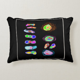 Art puffs and fluffs on a black backdrop        decorative cushion