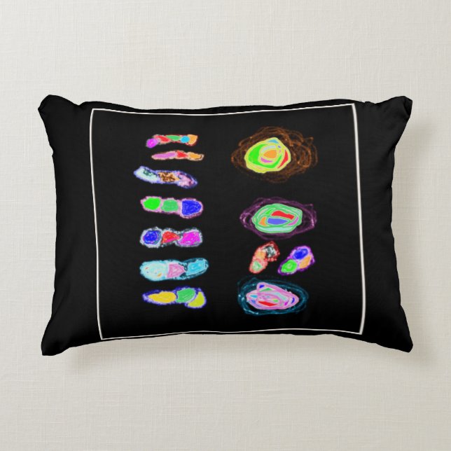 Art puffs and fluffs on a black backdrop        decorative cushion (Front)