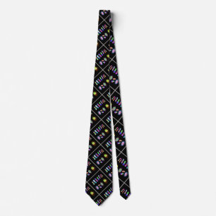Art puffs and fluffs on a black backdrop tie