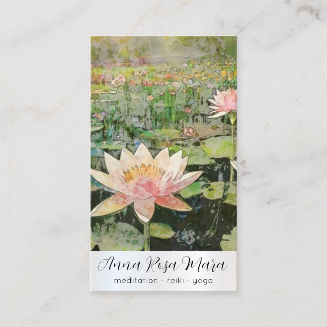 *~* Art QR Lotus Water Lily FlowersAP67 Business Card (Front)