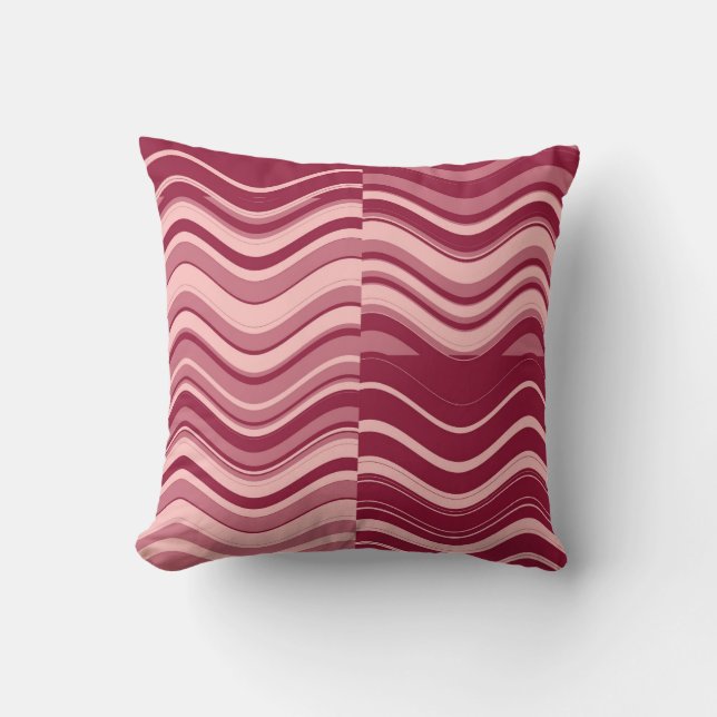 Art Retro Red Pink Wave Abstract Cushion (Front)