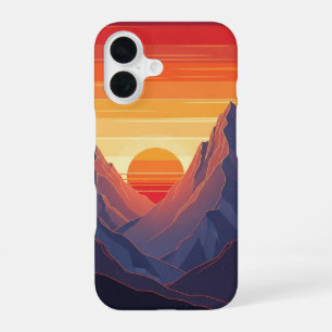 Art Rétro Vintage de Coucher de Soleil en Montagne iPhone 16 Case