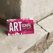 Art School Pink Magenta Ink Splash Business Card