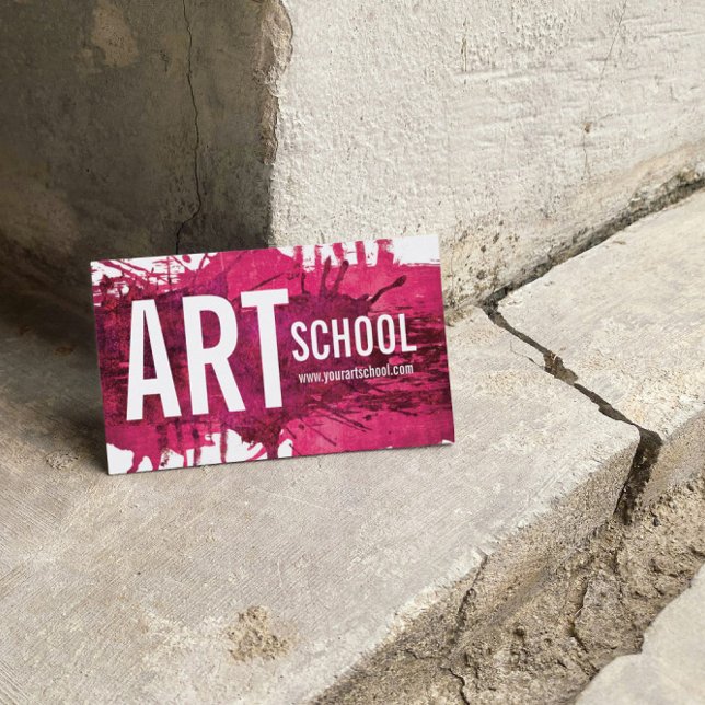 Art School Pink Magenta Ink Splash Business Card (Perfect for business)
