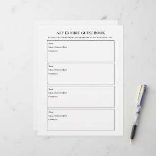 Art Show Exhibit Guest Book Pages