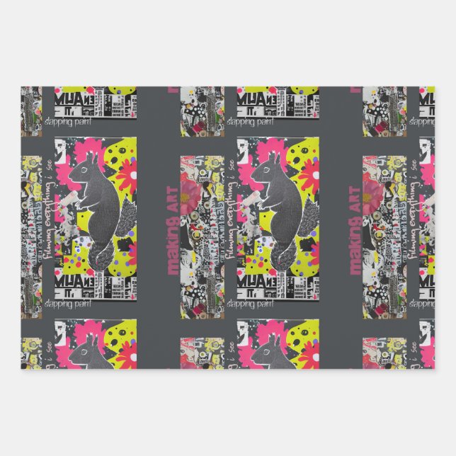 Art Squirrel Wrapping Paper Sheet (Front)