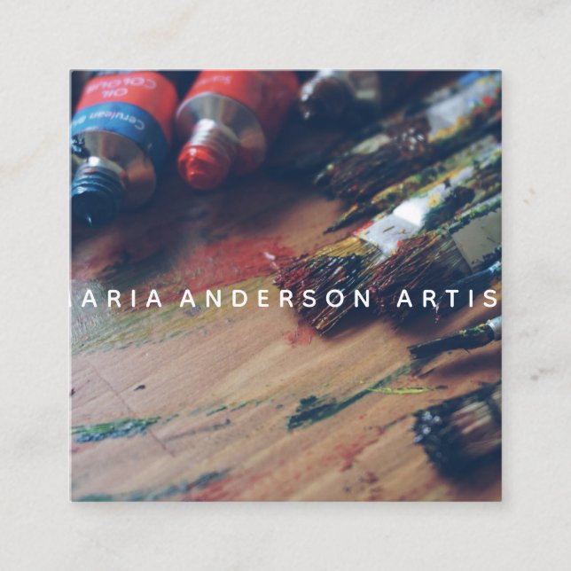 Art Studio Square Business Card (Front)