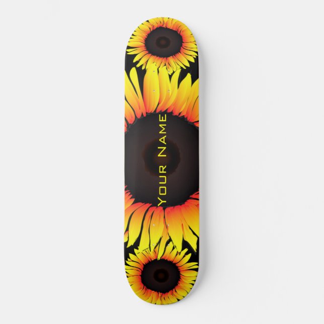 Art Sunflowers - Add Your Name / Text / Number Skateboard (Front)