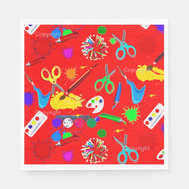 Art Supplies Red Napkins (Front)