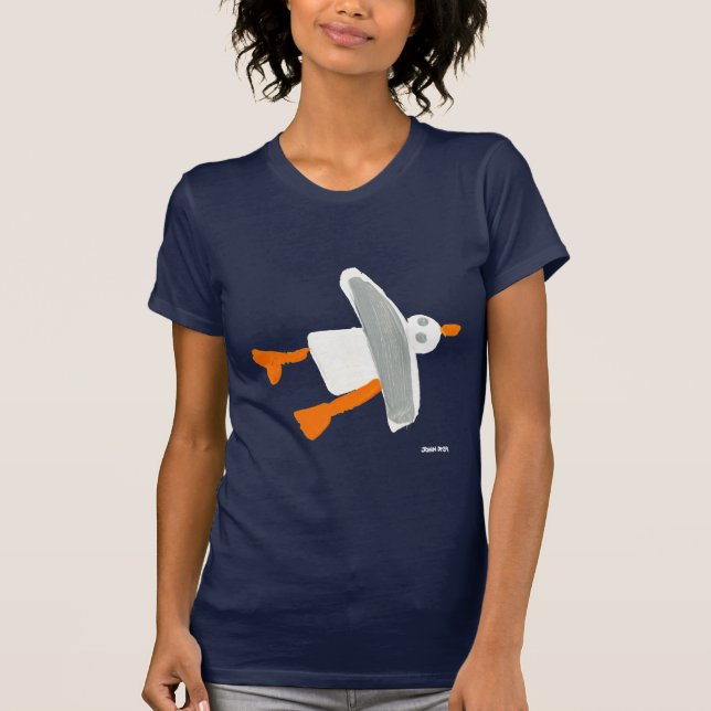 Art T-Shirt: Seagull Front and Back Design T-Shirt (Front)