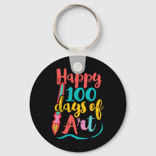 Art Teacher 100 Days of School - 100 Days of Art Key Ring