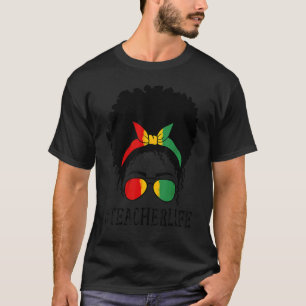 Art Teacher African Women Messy Bun Black History  T-Shirt