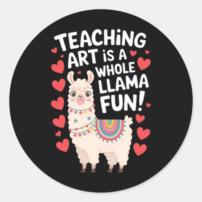 Art Teacher Appreciation Llama Classic Round Sticker (Front)