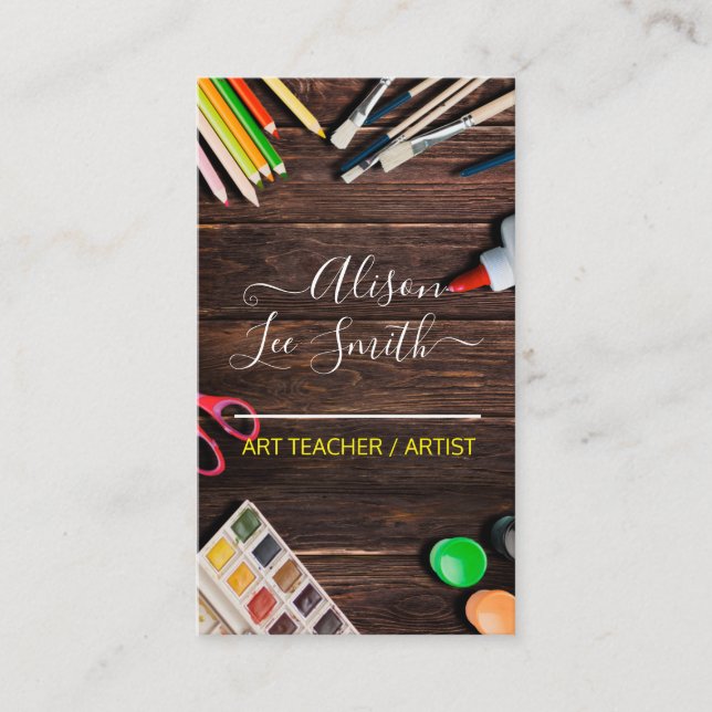 Art teacher, Artist, Hand Made Business Card (Front)