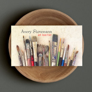 Art Teacher, Artist Paint Brushes Painter Business Card