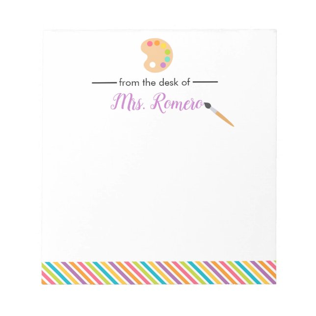 Art Teacher Artist Painting Pallet Stationery Notepad (Front)