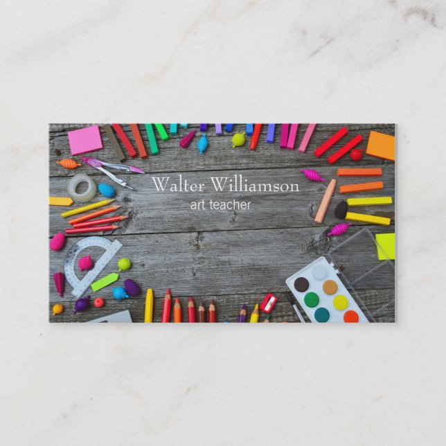 Art Teacher, Back To School, Art Supplies, Art Business Card (Front)