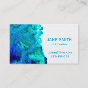 Art teacher colourful watercolor abstract art business card