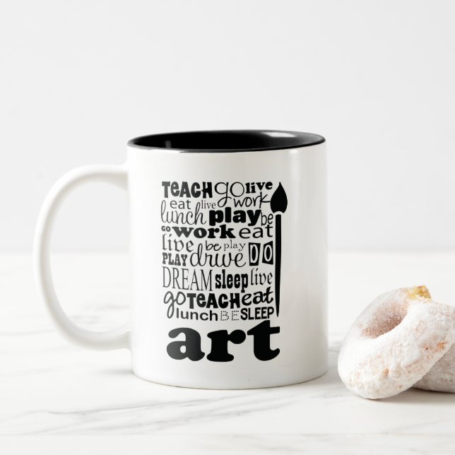 Art Teacher Gift Two-Tone Coffee Mug (With Donut)
