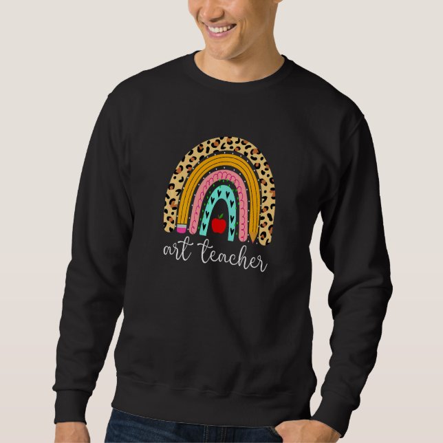 Art Teacher Leopard Rainbow Back To School Sweatshirt (Front)