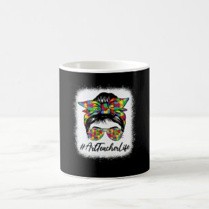 Art Teacher Messy Bun Supporting Autism Awareness Coffee Mug