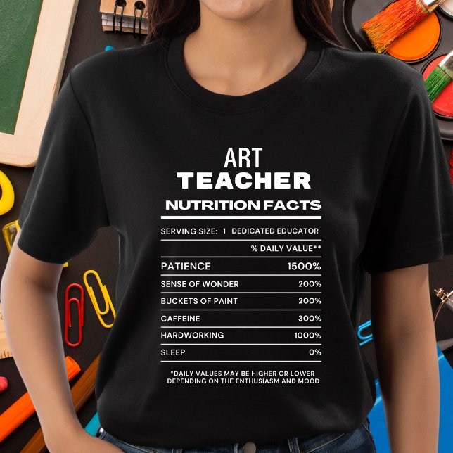 Art Teacher Nutrition Facts Funny T-Shirt (Creator Uploaded)