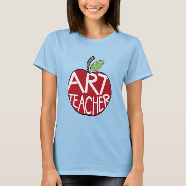 Art Teacher Painted Apple & Paint Brushes T-Shirt (Front)