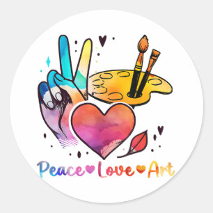 Art Teacher Peace Love Art For Artists And Painter Classic Round Sticker