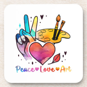 Art Teacher Peace Love Art For Artists And Painter Coaster