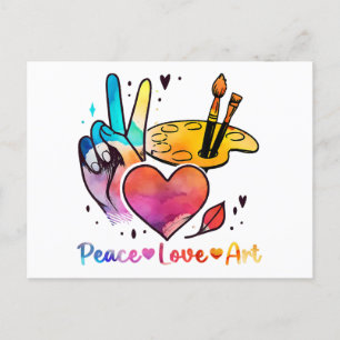 Art Teacher Peace Love Art For Artists And Painter Holiday Postcard