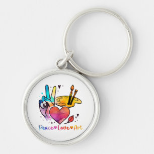 Art Teacher Peace Love Art For Artists And Painter Key Ring