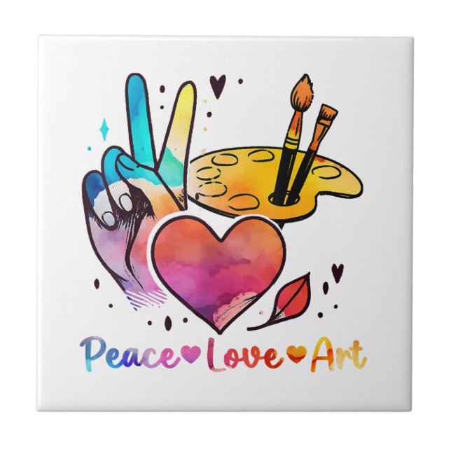 Art Teacher Peace Love Art For Artists And Painter Tile (Front)