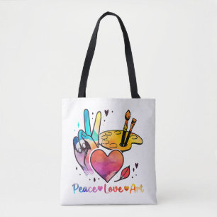 Art Teacher Peace Love Art For Artists And Painter Tote Bag