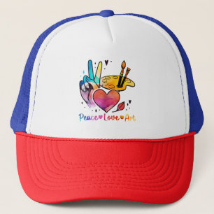 Art Teacher Peace Love Art For Artists And Painter Trucker Hat