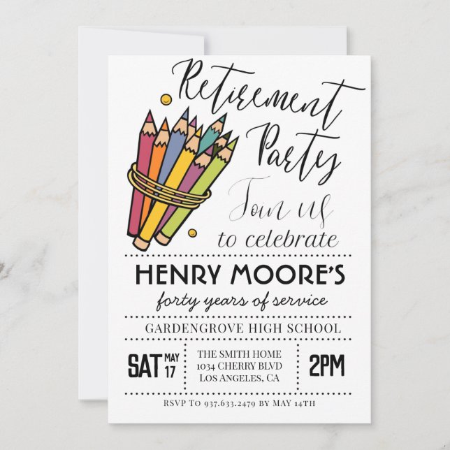 Art Teacher Retirement Party Invitation (Front)