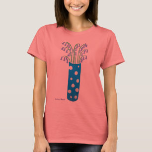 Art Tee Shirt: Spotted Vase and Bluebells