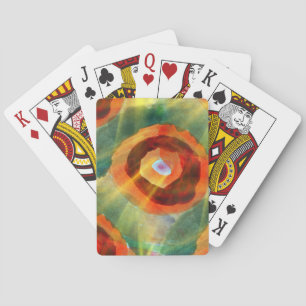 art texture abstract water green, orange, circle playing cards