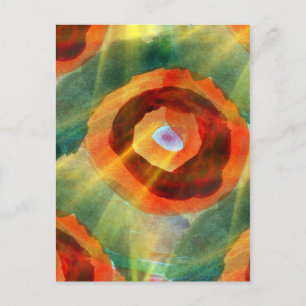 art texture abstract water green, orange, circle postcard