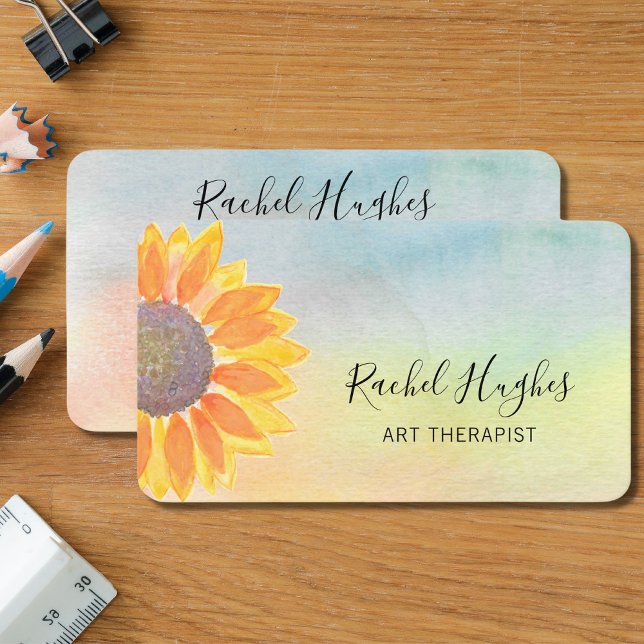 Art Therapist Colourful Sunflower Business Card (Creator Uploaded)