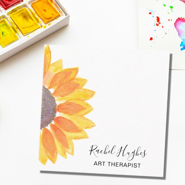 Art Therapist Floral Square Business Card (Creator Uploaded)