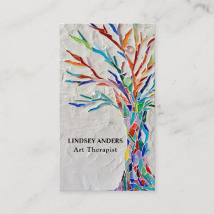 Art Therapist Rainbow Coloured Tree Business Card