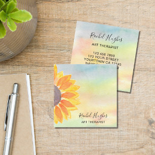 Art Therapist Watercolor Square Business Card