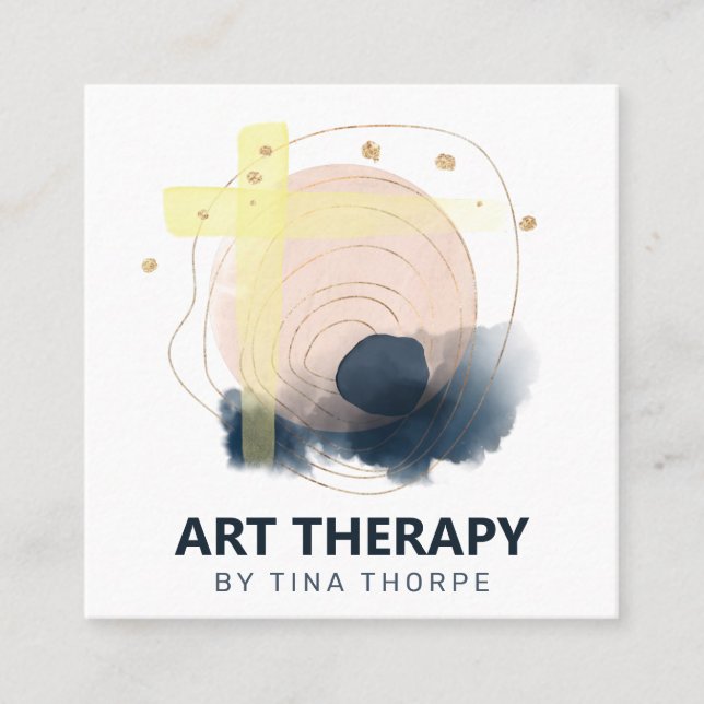 Art Therapy Abstract Square Business Card (Front)