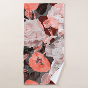 art vintage blurred monochrome and colourful red, bath towel