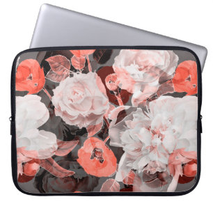 art vintage blurred monochrome and colourful red, laptop sleeve